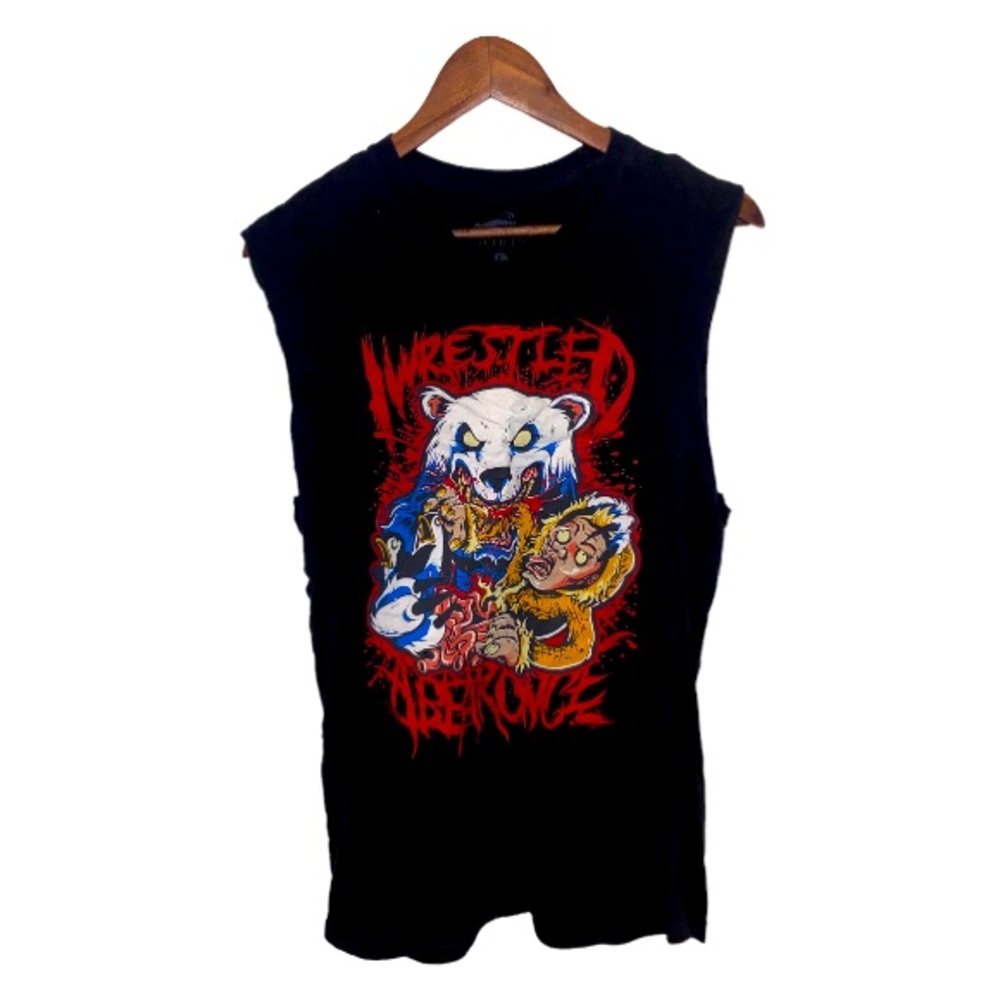 Iwrestledabearonce Cut Out Sleeves Tee
